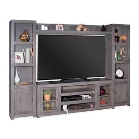 Entertainment Wall Unit with Side Piers and Bridge